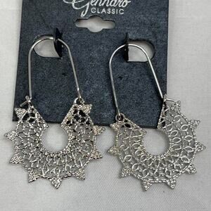 Gennaro Classic silver plated Filagree design dangle earrings